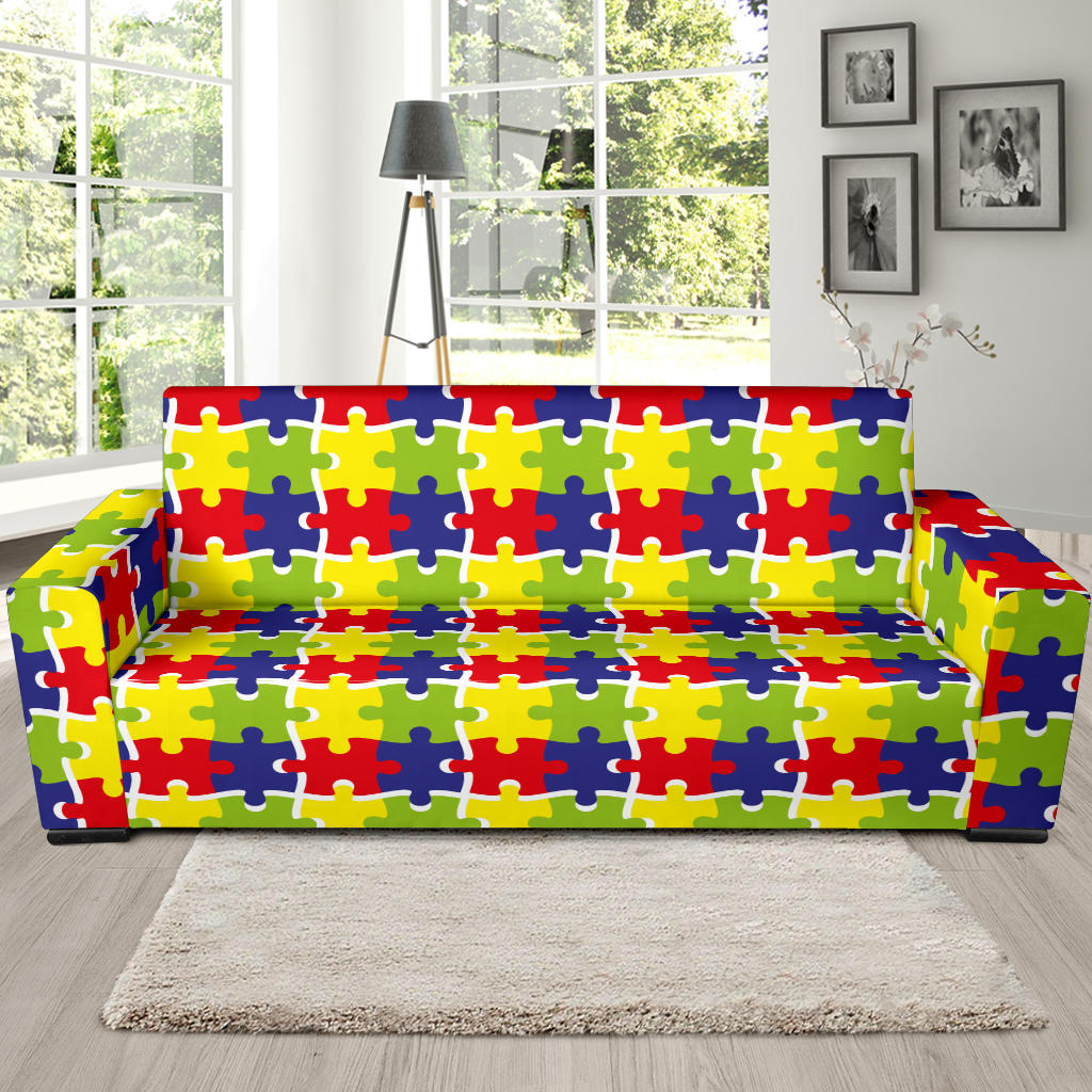 Autism Awareness Pattern Print Design 03 Sofa Slipcover