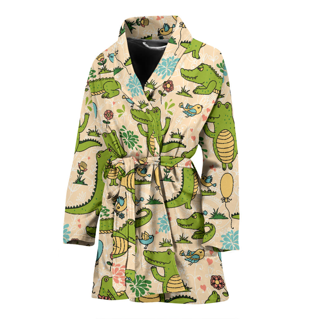 Alligator Pattern Print Design 01 Women Bathrobe