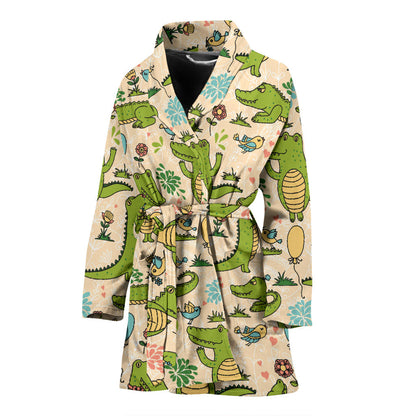 Alligator Pattern Print Design 01 Women Bathrobe
