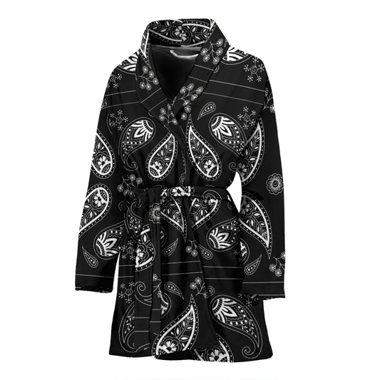 Bandana Paisley Black Print Design LKS308 Women Bathrobe