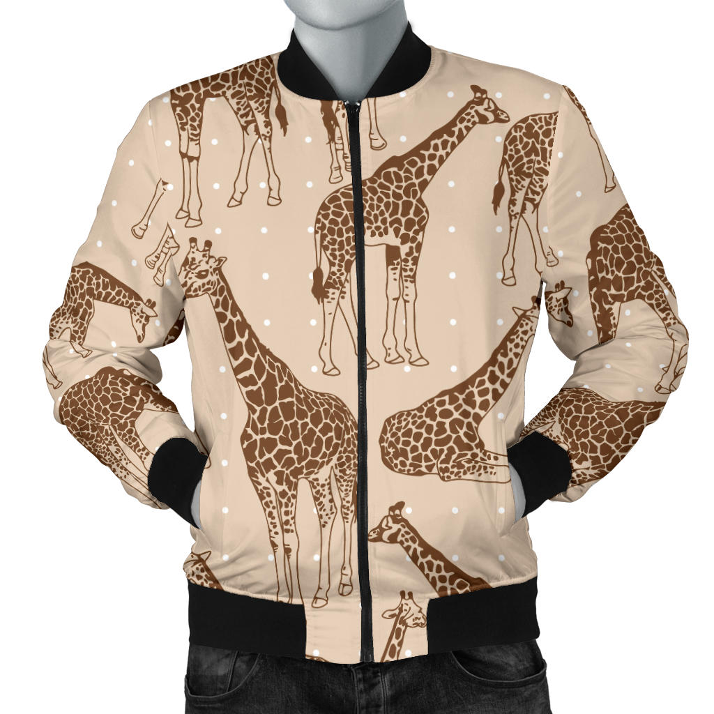 Giraffe Pattern Design Print Men Bomber Jacket