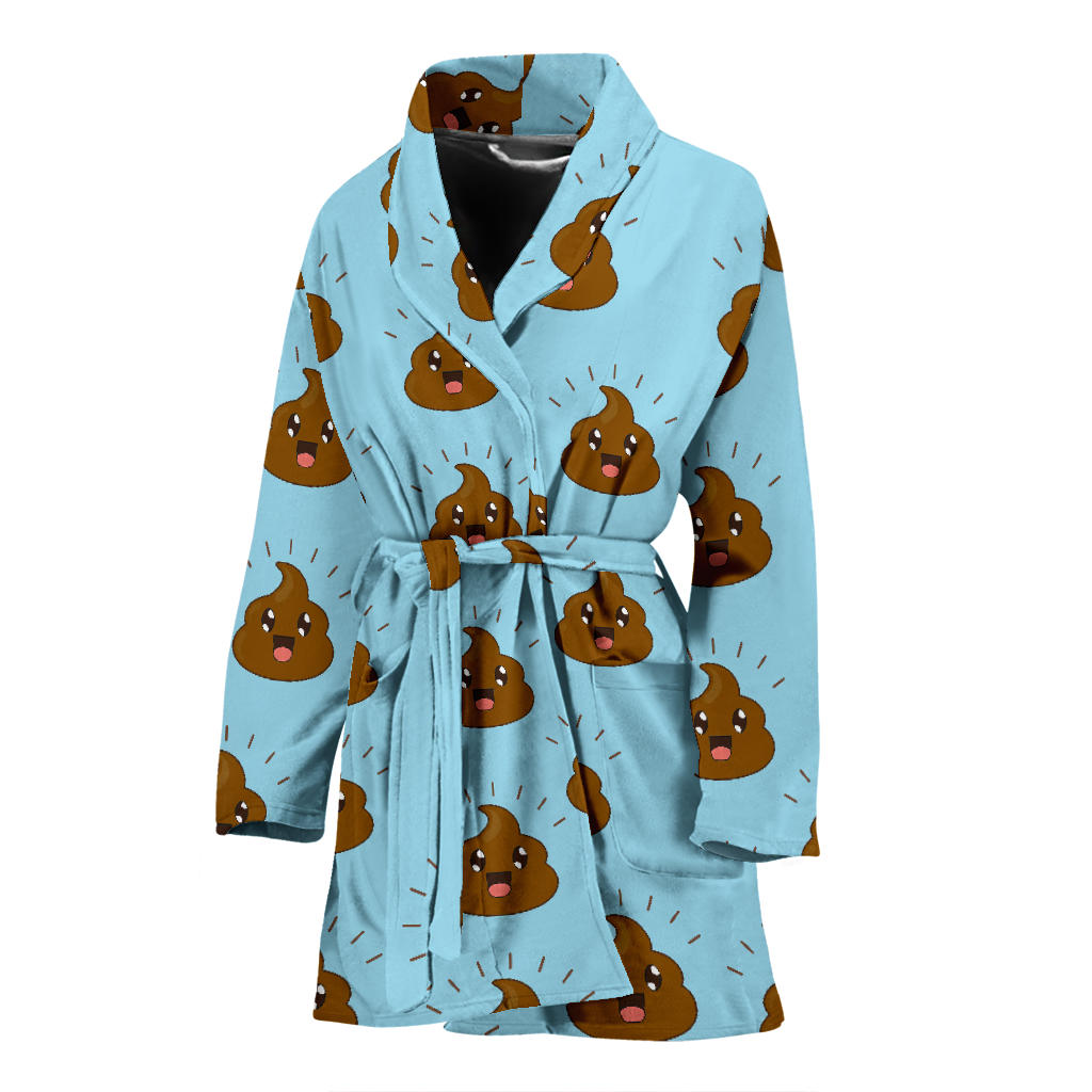 Poop Emoji Pattern Print Design A03 Women Bathrobe