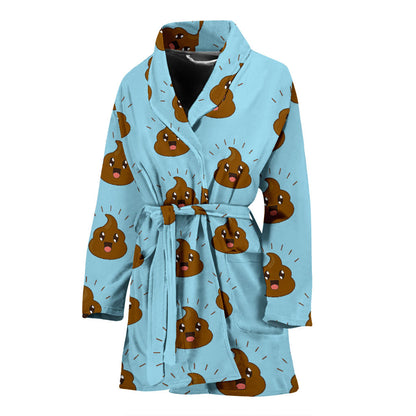 Poop Emoji Pattern Print Design A03 Women Bathrobe