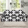 Puzzle Black White Pattern Print Design A02 Sofa Slipcover