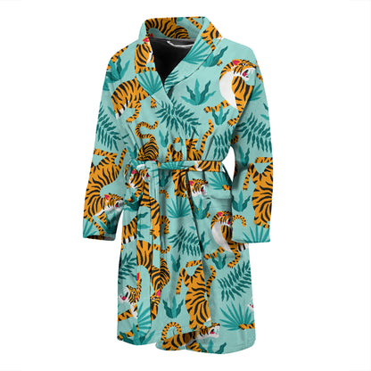 Tiger Print Design LKS304 Men Bathrobe