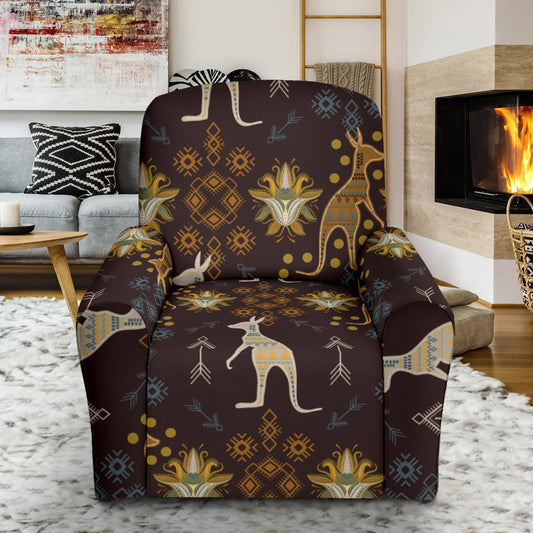Kangaroos Pattern Print Design 03 Recliner Slipcover with Pocket