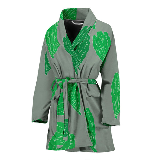 Lettuce Pattern Print Design 02 Women Bathrobe