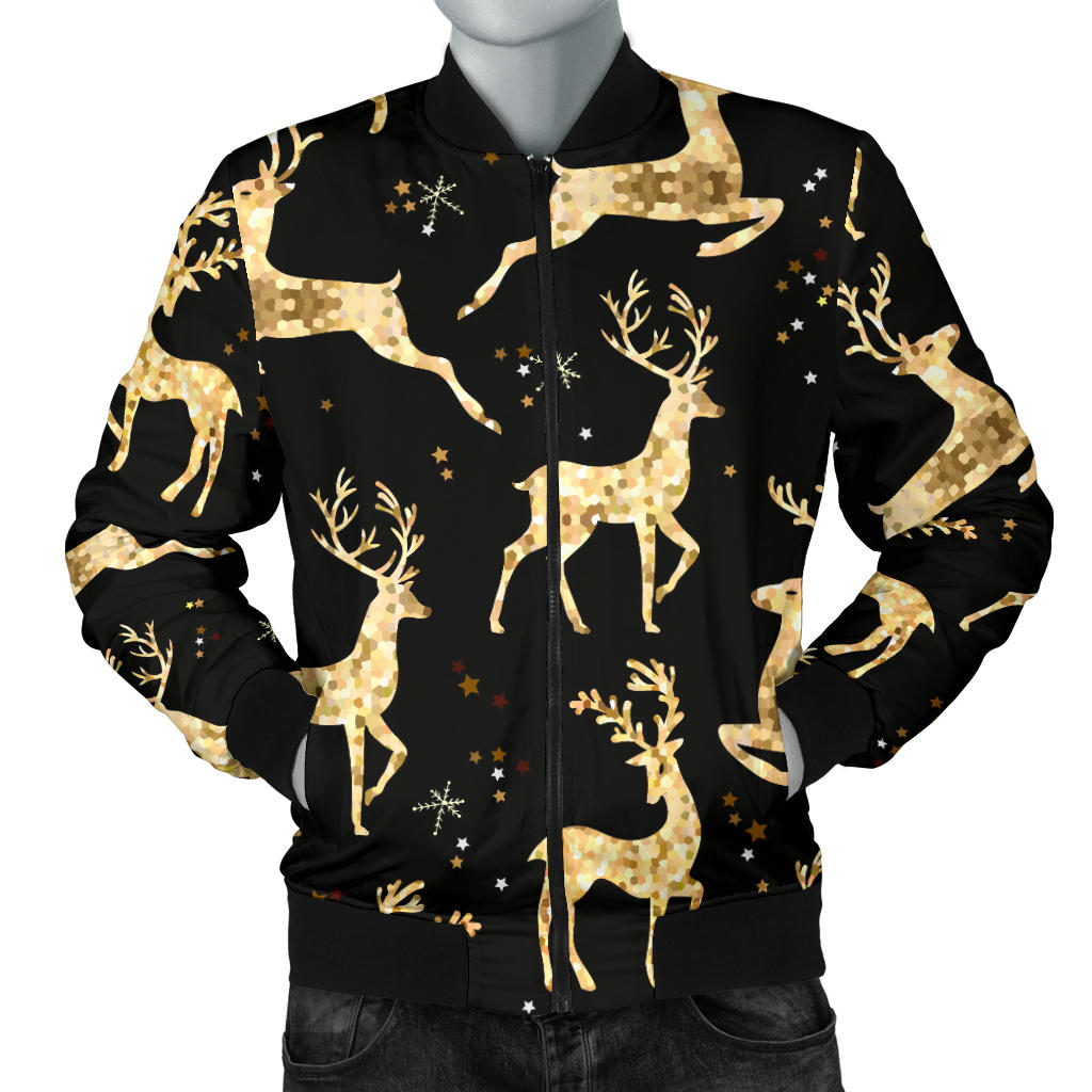 Deer Gold Pattern Men Bomber Jacket