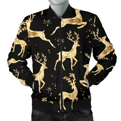 Deer Gold Pattern Men Bomber Jacket
