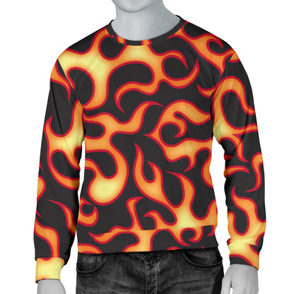 Flame Fire Themed Print Men Long Sleeve Sweatshirt