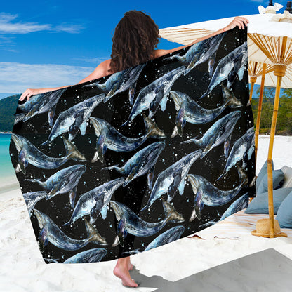 Humpback Whale Pattern Print Design 01 Sarong Pareo Wrap