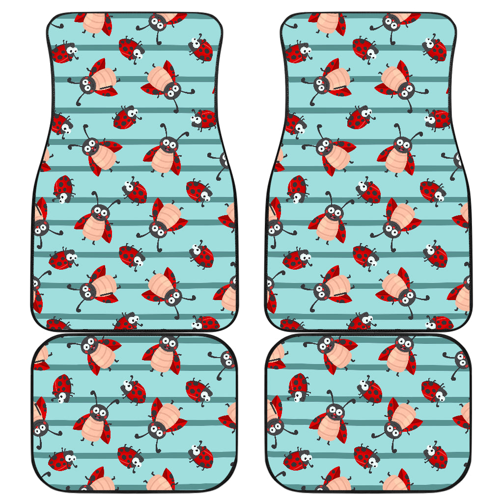 Ladybug Happy Print Pattern Car Floor Mats Front Back
