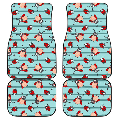 Ladybug Happy Print Pattern Car Floor Mats Front Back