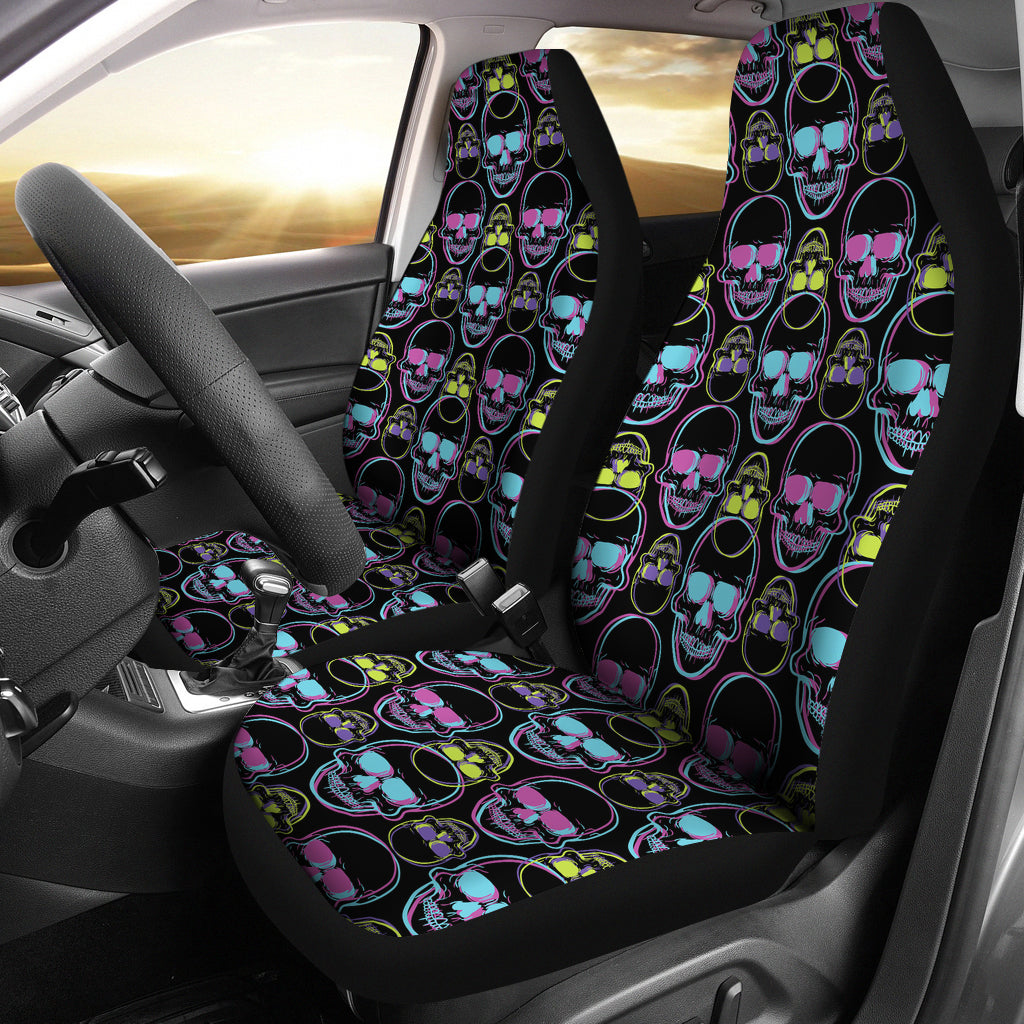 Skull 3D Colorful Print Design LKS309 Car Seat Covers