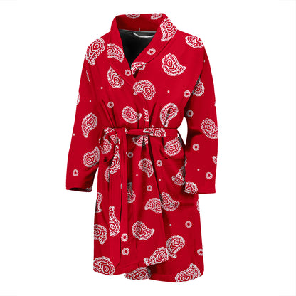 Bandana Red Paisley Print Design LKS305 Men Bathrobe