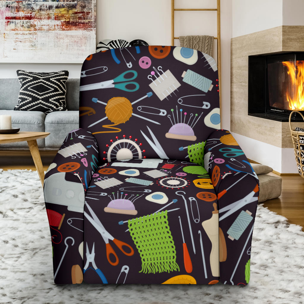 Sewing Equipment Print Design LKS308 Recliner Slipcover with Pocket