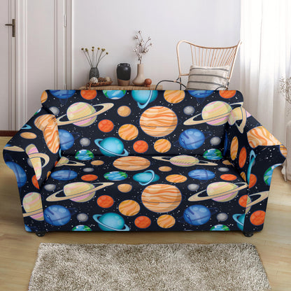 Planet Colorful Print Design LKS301 Loveseat Couch Slipcover