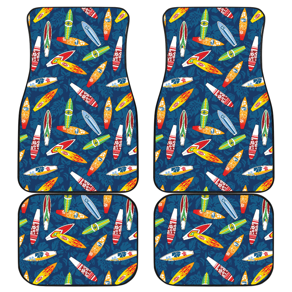 Surfboard Pattern Print Car Floor Mats Front Back