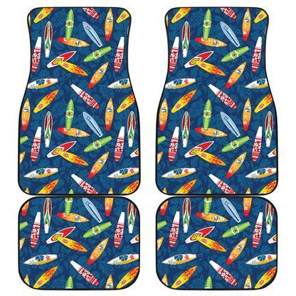 Surfboard Pattern Print Car Floor Mats Front Back