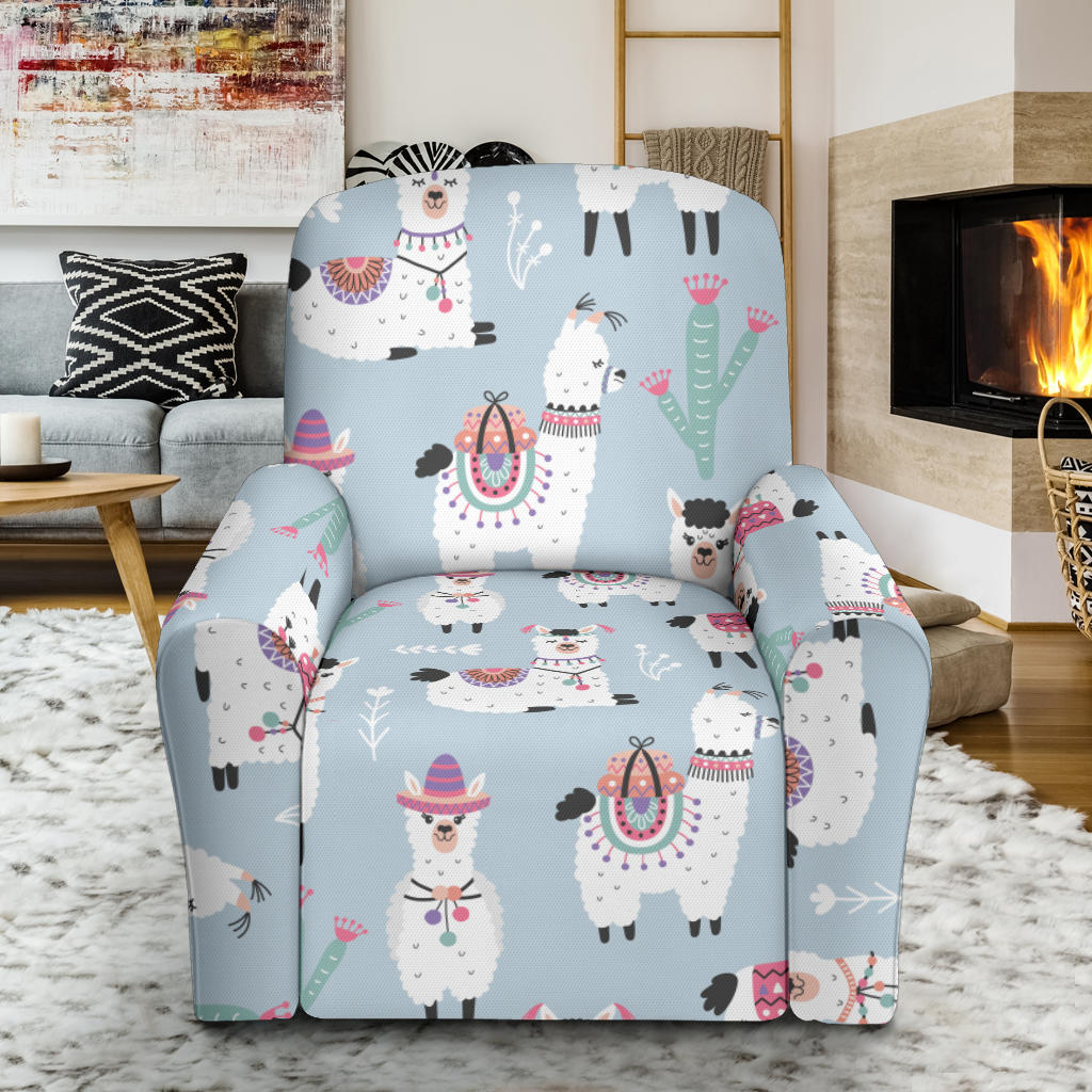 Llama Pattern Print Design 04 Recliner Slipcover with Pocket