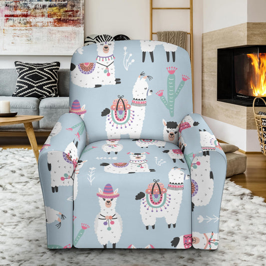Llama Pattern Print Design 04 Recliner Slipcover with Pocket