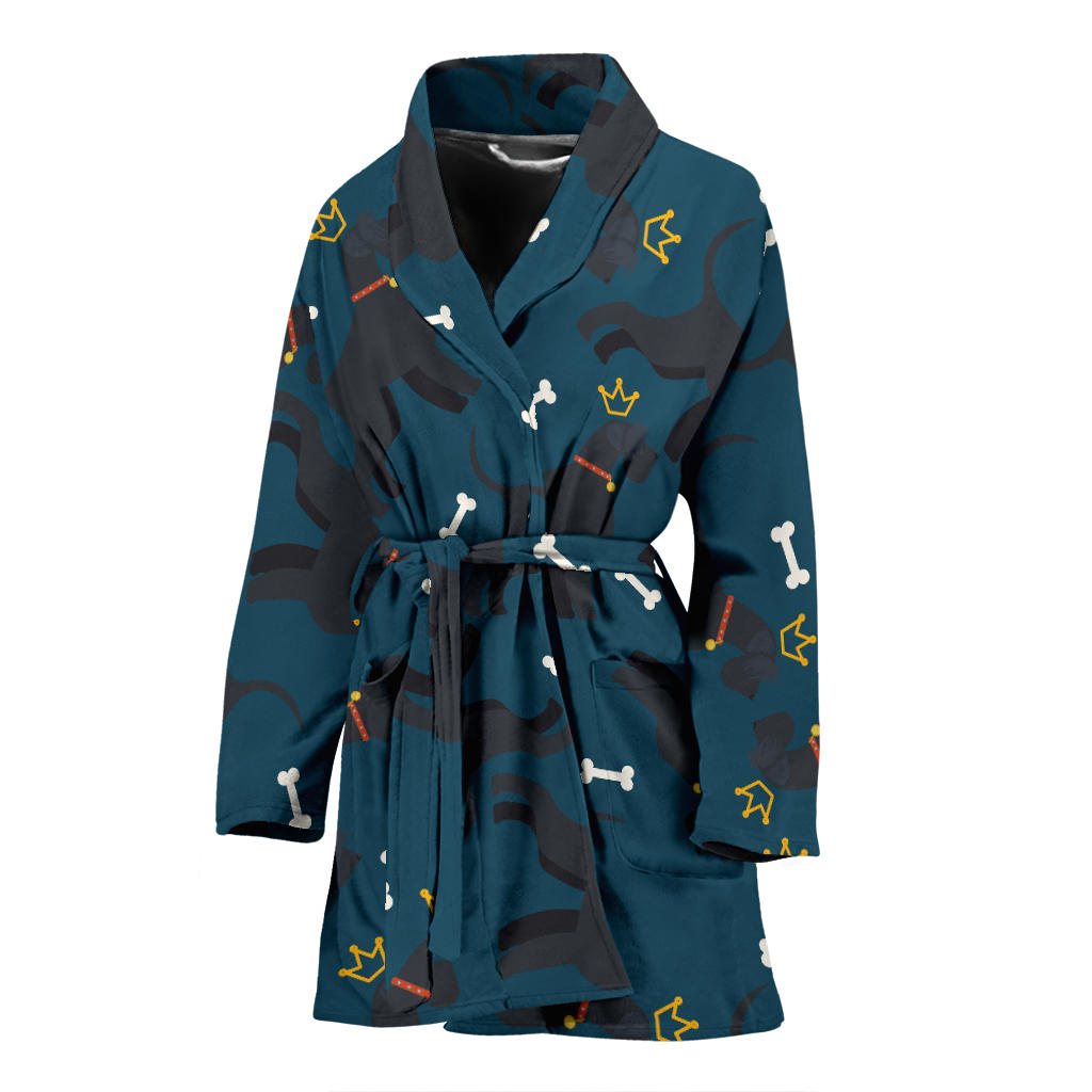 Schnauzers Pattern Print Design A04 Women Bathrobe