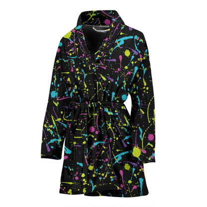 Splatter Multicolor Print Design LKS302 Women Bathrobe