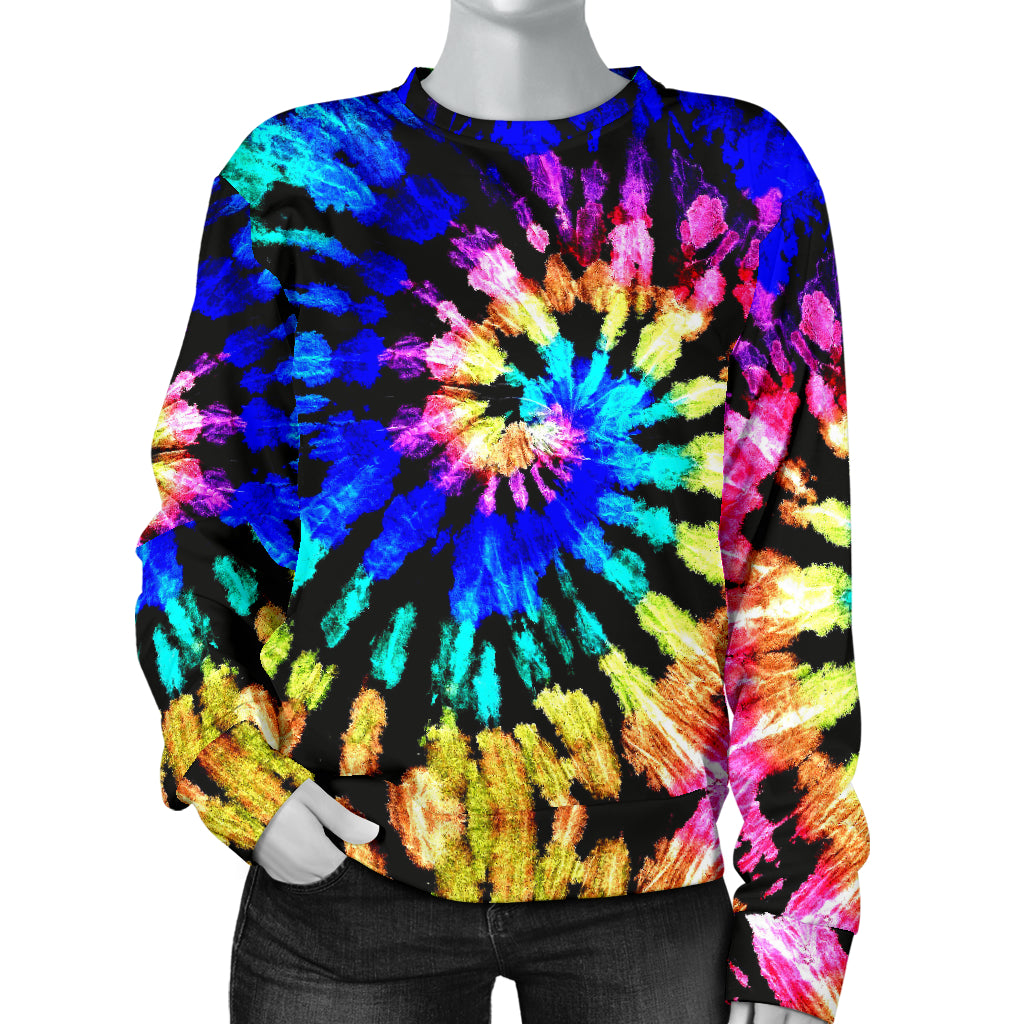 Tie Dye Rainbow Design Print Women Long Sleeve Sweatshirt