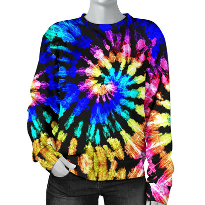 Tie Dye Rainbow Design Print Women Long Sleeve Sweatshirt