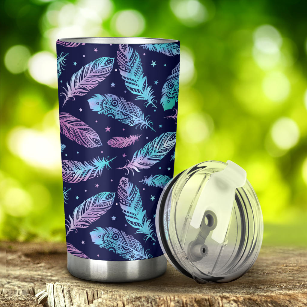 Feather Aztec Design Print Tumbler