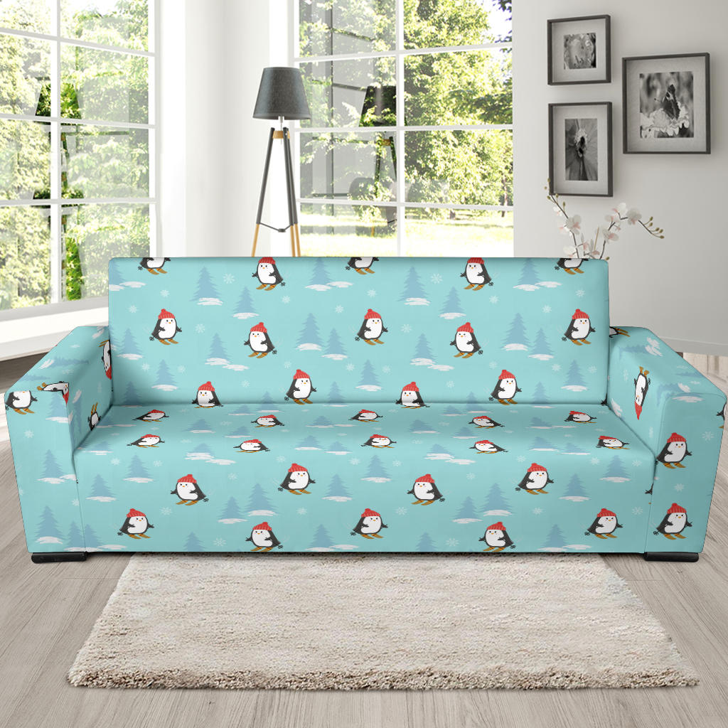 Ski Penguin Print Design LKS304 Sofa Slipcover