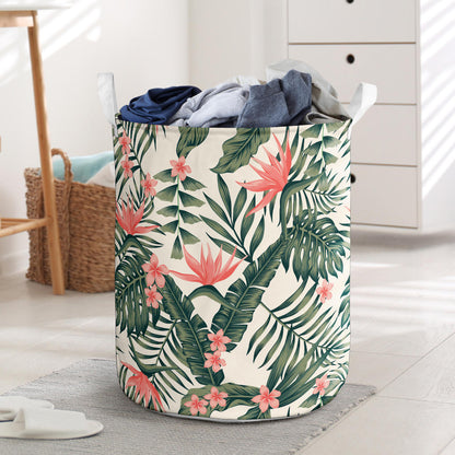 Tropical Flower Palm Leaves Laundry Basket