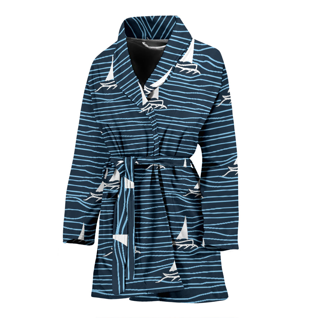 Sailboat Print Design LKS303 Women Bathrobe