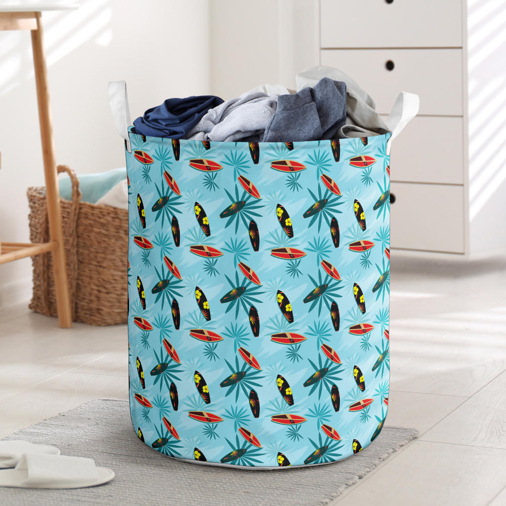 Surfboard Themed Pattern Laundry Basket
