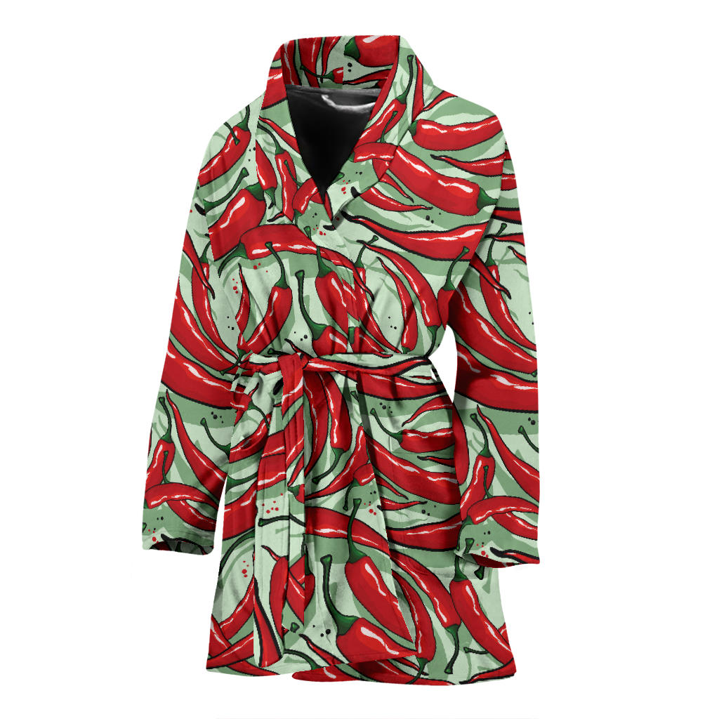 Chilli Pepper Pattern Print Design 04 Women Bathrobe