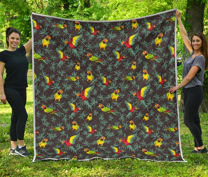 Parrot Themed Print Quilt Bedspread