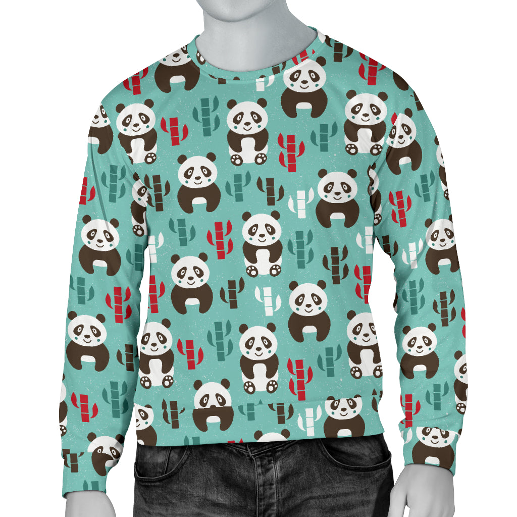 Panda Bear Cute Themed Print Men Long Sleeve Sweatshirt