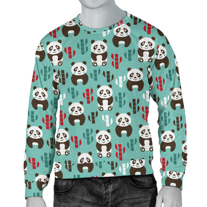 Panda Bear Cute Themed Print Men Long Sleeve Sweatshirt
