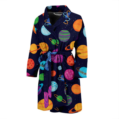 Planet Multicolor Print Design LKS302 Men Bathrobe