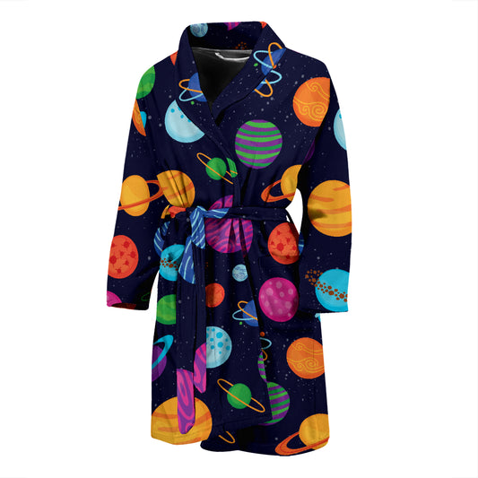 Planet Multicolor Print Design LKS302 Men Bathrobe