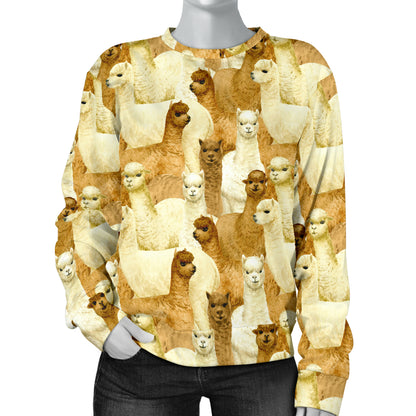 Alpaca Watercolor Design Themed Print Women Long Sleeve Sweatshirt