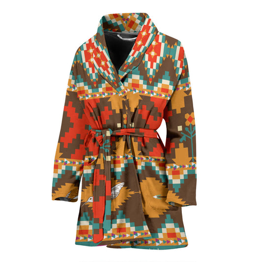 Native Pattern Print Design A01 Women Bathrobe