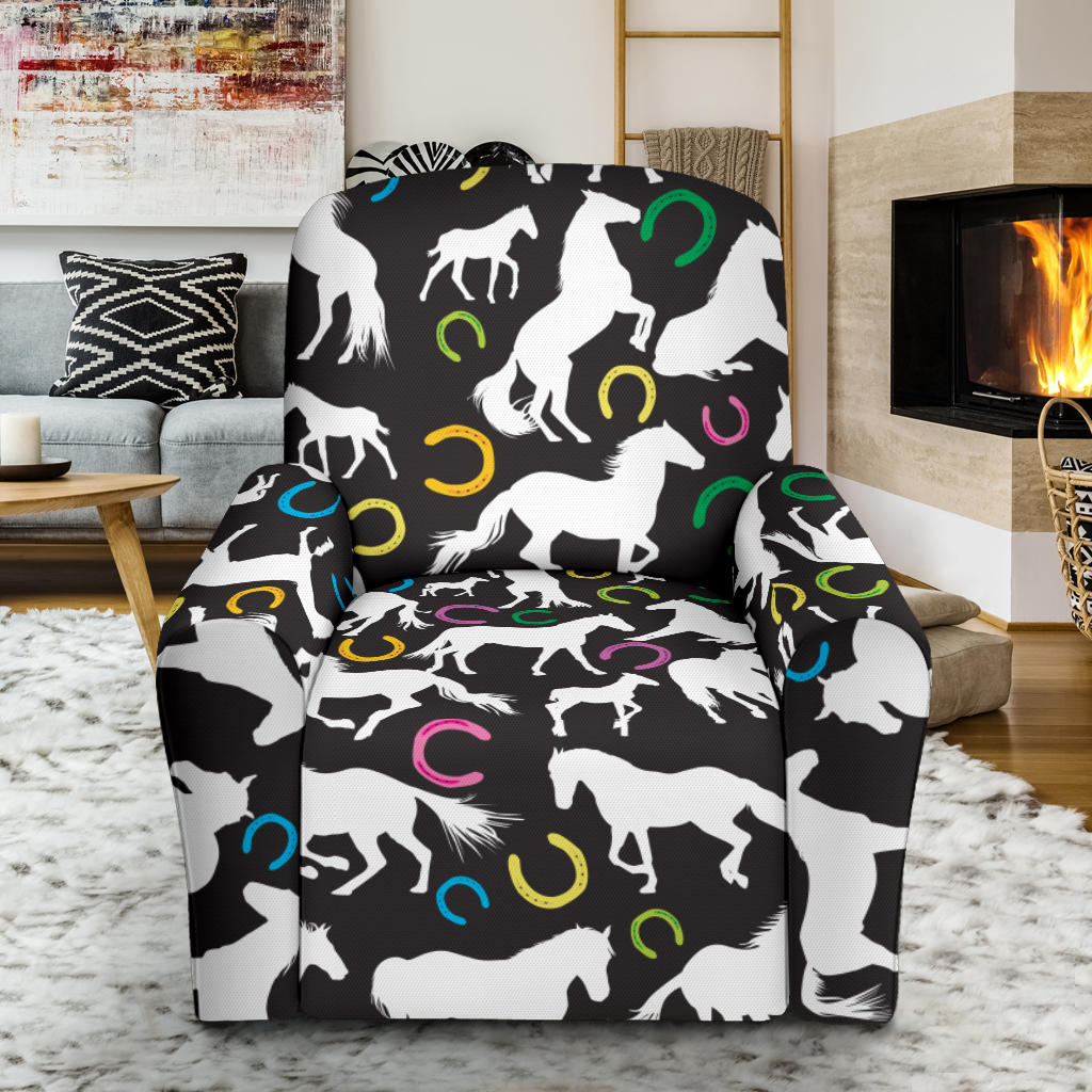 Horse Hoof Colorful Print Design LKS301 Recliner Slipcover with Pocket