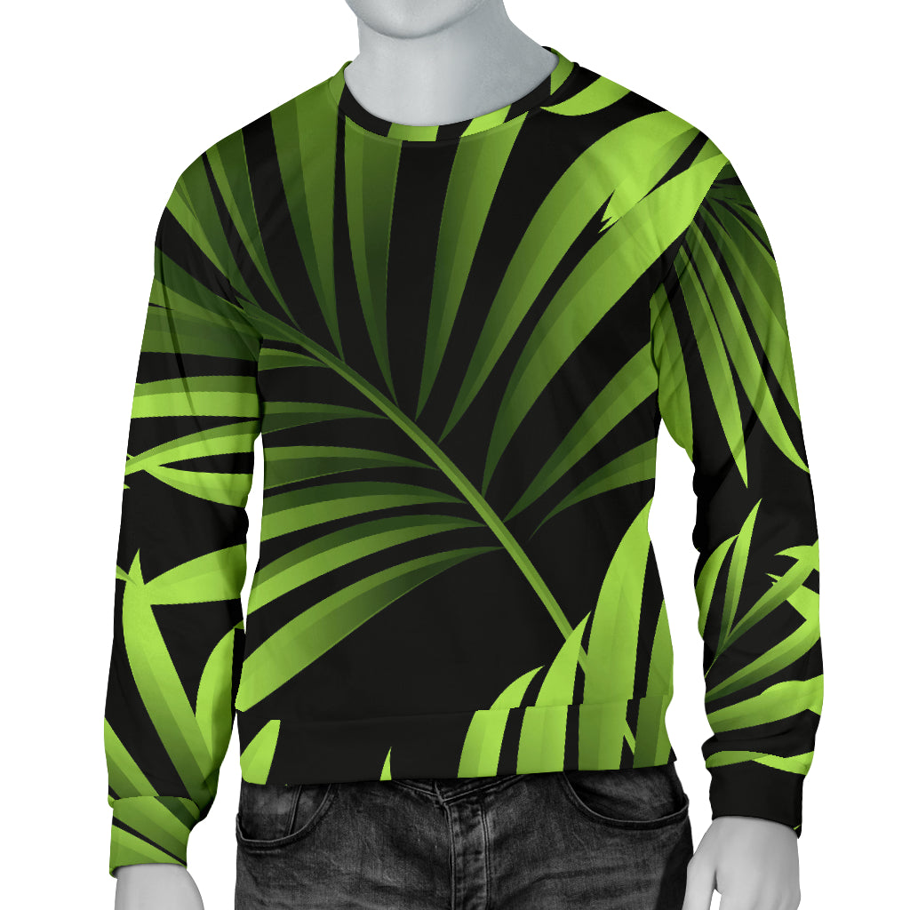 Green Neon Tropical Palm Leaves Men Long Sleeve Sweatshirt