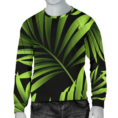 Green Neon Tropical Palm Leaves Men Long Sleeve Sweatshirt