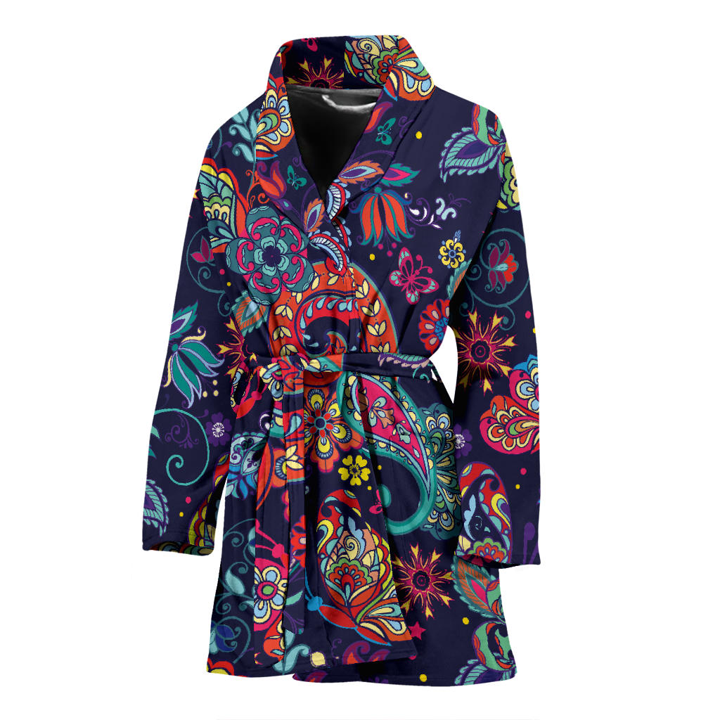 Paisley Boho Pattern Print Design A06 Women Bathrobe