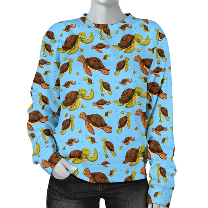 Hello Sea Turtle Print Pattern Women Long Sleeve Sweatshirt
