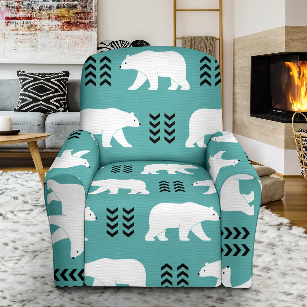 Polar Bear Pattern Print Design A05 Recliner Slipcover with Pocket
