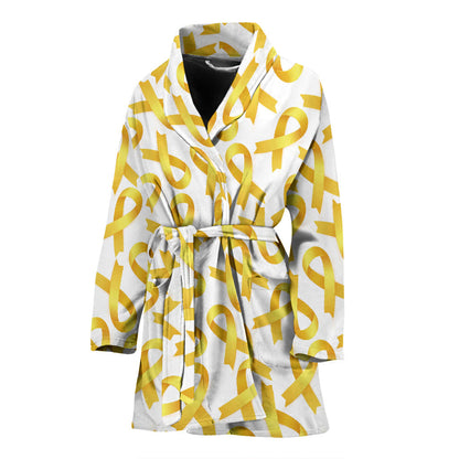 Childhood cancer Pattern Print Design 02 Women Bathrobe