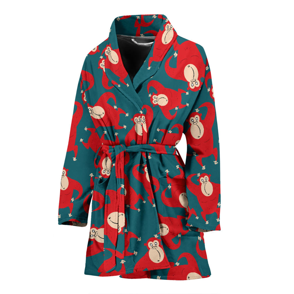 Chimpanzee Pattern Print Design 04 Women Bathrobe